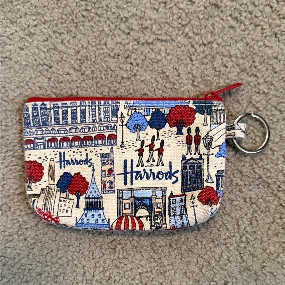 Harrods Blue and Red Cityscape Coin Pouch - Picture 2 of 9